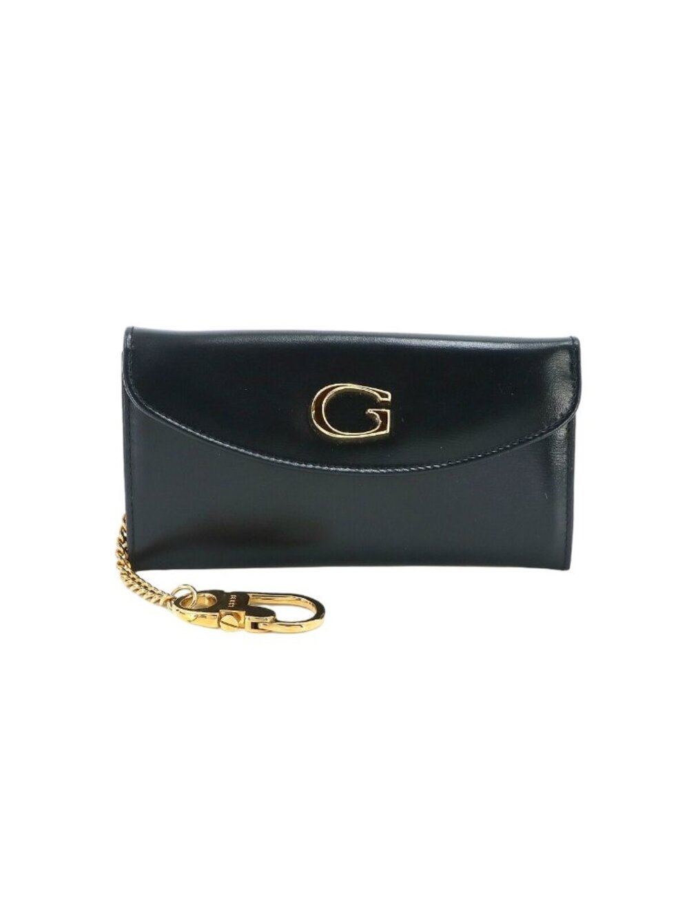 Gucci Chain Coin Purse Leather Navy Gold Vintage